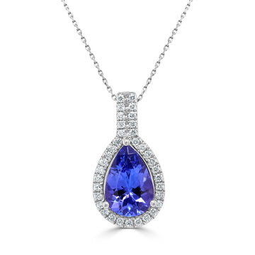 1.47Ct Tanzanite Pendant With 0.15Tct Diamonds Set In 14K White Gold