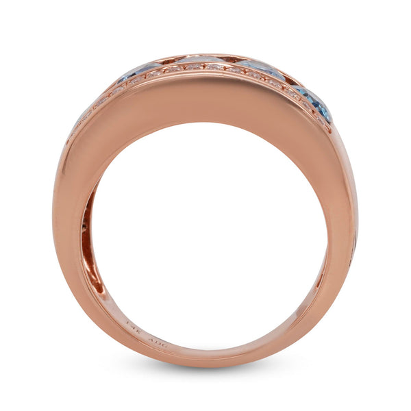 2.16ct Aquamarine ring with 0.22tct diamonds set in 14K rose gold
