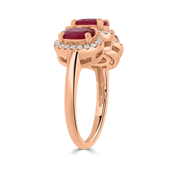 2.46ct Ruby Rings with 0.30tct diamonds set in 14kt rose gold
