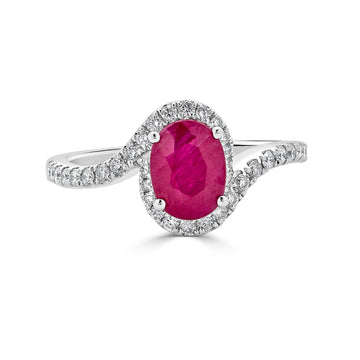2.23ct Ruby with 0.42tct diamonds set in 14K white gold