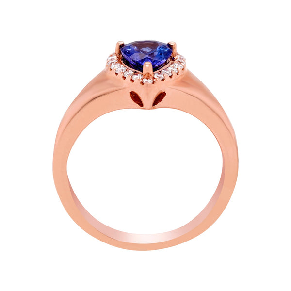 1.01Ct Tanzanite Ring With 0.18Tct Diamonds In 14K Rose Gold
