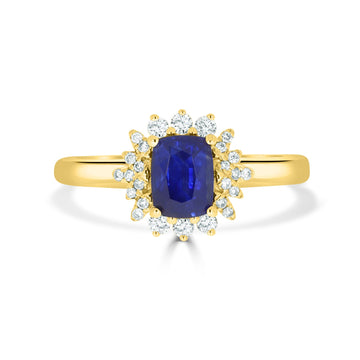 1.16ct Sapphire Ring with 0.19tct Diamonds set in 14K Yellow Gold