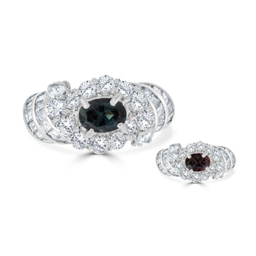 0.75ct Alexandrite Rings With 2.13tct Diamonds Set In Platinum 900 Platinum
