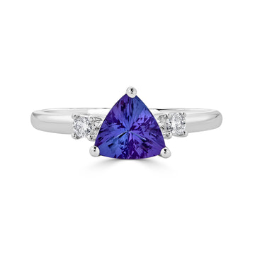 1.08Ct Tanzanite Ring With 0.08Tct Diamonds Set In 14Kt White Gold