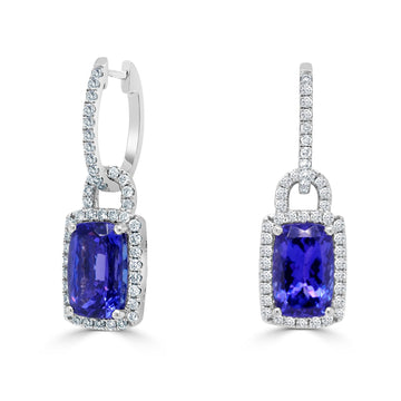 8.48tct Tanzanite Earring with 0.91tct Diamonds set in 14K White Gold