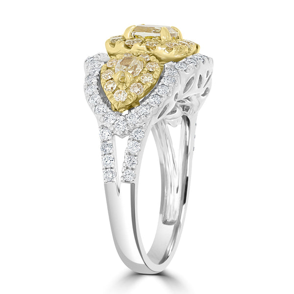 1.6ct Yellow Diamond Ring with 2.16tct Diamonds set in 18K Two Tone Gold