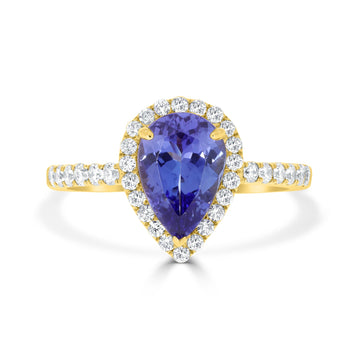 1.81ct Tanzanite Rings with 0.48tct Diamond set in 14K Yellow Gold