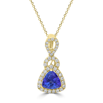 2.71ct Tanzanite Pendants with 0.7tct Diamond set in 14K Yellow Gold