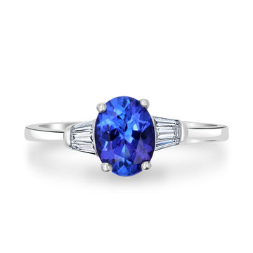 0.50ct Tanzanite Ring with 0.10tct Diamonds set in 14K White Gold