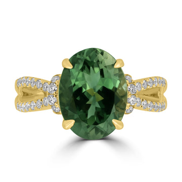 3.8ct Tourmaline Rings with 0.27tct Diamond set in 18K Yellow Gold