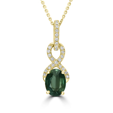 1.2ct Sapphire Pendants with 0.11tct Diamond set in 18K Yellow Gold