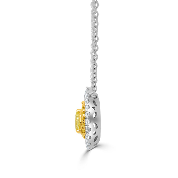 0.21ct Yellow Diamond Pendant with 0.29tct Diamonds set in 18K White Gold