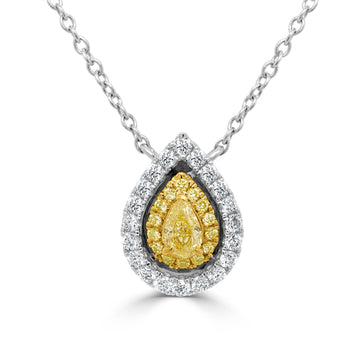 0.21ct Yellow Diamond Pendant with 0.29tct Diamonds set in 18K White Gold