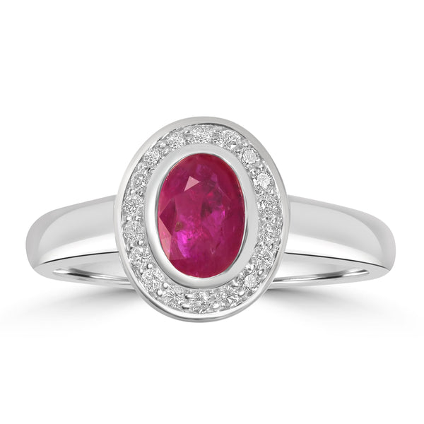 0.72ct Ruby Rings with 0.15tct Diamond set in 14K White Gold