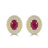1.56ct Ruby Earrings with 0.48tct Diamond set in 14K Yellow Gold