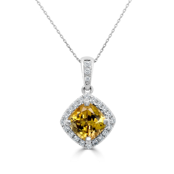 1.96ct Golden Tanzanite Pendant with 0.22tct Diamonds set in 14K White Gold