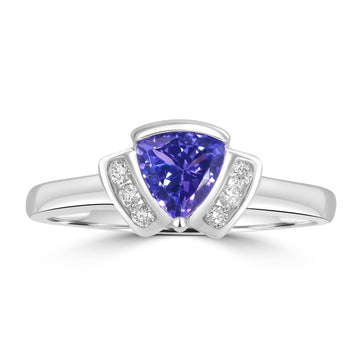 0.72ct Tanzanite Rings with 0.08tct Diamond set in 14K White Gold