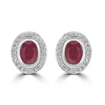 2.54ct Ruby Earrings with 0.24tct Diamond set in 14K White Gold