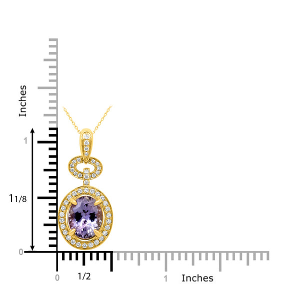 3.01ct Tanzanite Pendant with 0.29tct Diamonds set in 14K Yellow Gold