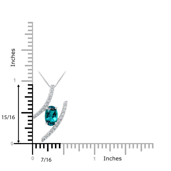 0.83ct Tourmaline Pendant with 0.18tct Diamonds set in 14K White Gold