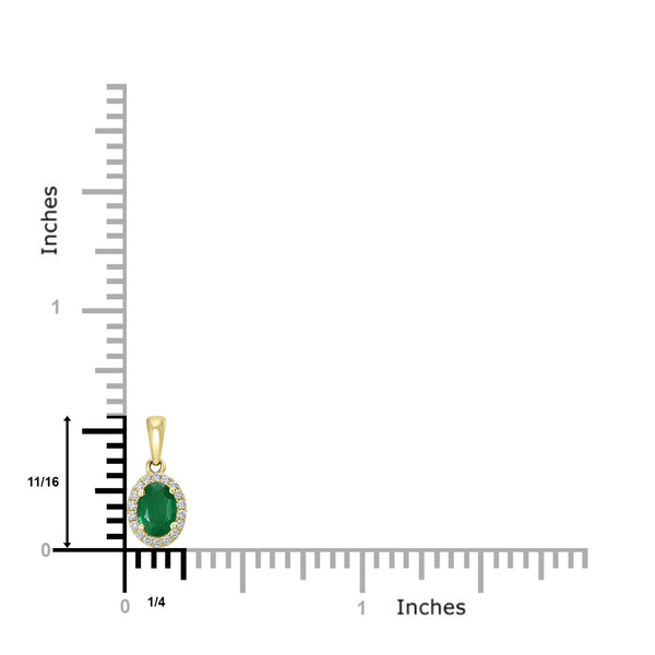 0.68ct Emerald Pendants with 0.13tct Diamond set in 14K Yellow Gold