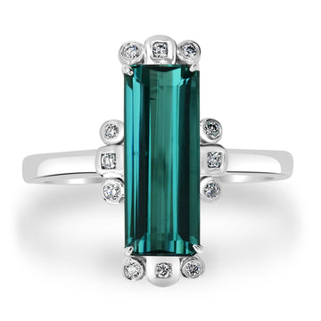 2.34ct Tourmaline Ring with 0.08tct Diamonds set in 14K White Gold