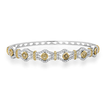 1.58tct Yellow Diamond Bangles with 1.26tct Diamond set in 18K White Gold