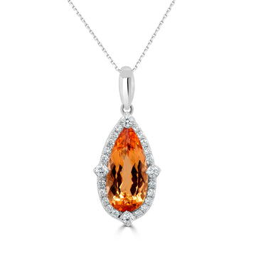 2.93ct Topaz Pendant with 0.26tct Diamonds set in 14K White Gold