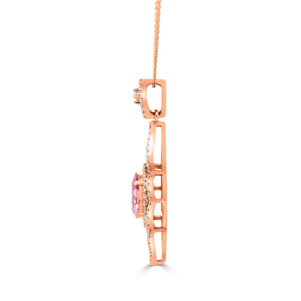 1.01ct Pink Spinel Pendant with 0.49tct Diamonds set in 14K Rose Gold
