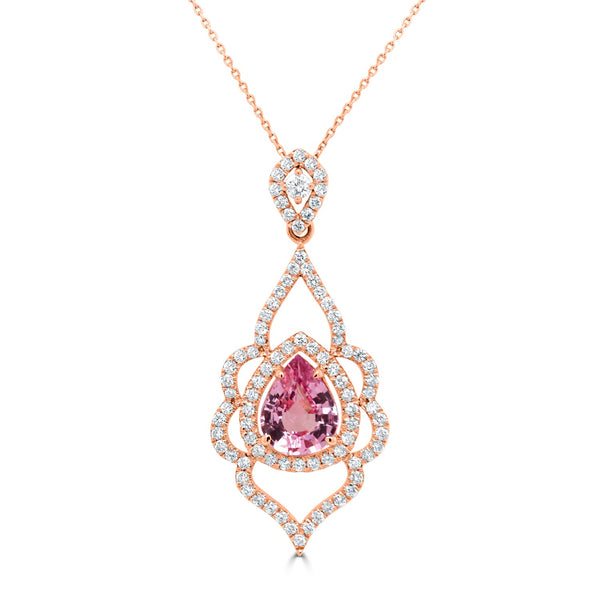 1.01ct Pink Spinel Pendant with 0.49tct Diamonds set in 14K Rose Gold