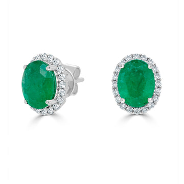 2.36tct Emerald Earring with 0.28tct Diamonds set in 14K White Gold