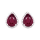 3.16ct Ruby Stud earrings with 0.18ct diamonds set in 14K white gold
