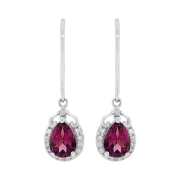 2.69ct Garnet earrings with 0.33ct diamonds set in 14K white gold