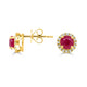 1.37Tct Ruby Stud Earrings With 0.17Tct Diamonds Set In 14K Yellow Gold