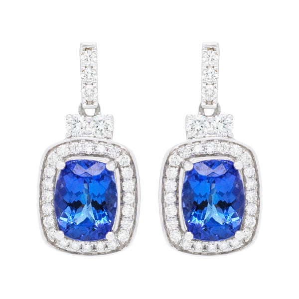 4.27ct Tanzanite Earring with 0.87ct Diamonds set in 14K White Gold