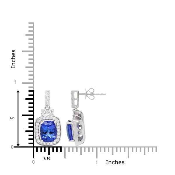 4.27ct Tanzanite Earring with 0.87ct Diamonds set in 14K White Gold