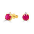 2.52Tct Ruby Earrings With 0.05Tct Diamonds Set In 14K Yellow Gold