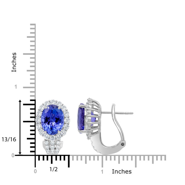 6.83 Tanzanite Earrings with 1.69tct Diamond set in 14K White Gold