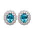 6.64ct Blue Zircon Stud Earring With 1.15tct Diamonds Set In 14kt White Gold