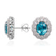 6.64ct Blue Zircon Stud Earring With 1.15tct Diamonds Set In 14kt White Gold