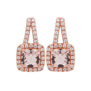 1.71tct Morganite earrings with 0.44tct diamonds set in 14K rose gold