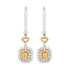 0.45ct Yellow Diamond earrings with 0.89ct diamonds set in 18K two tone gold