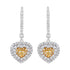 0.32ct Yellow Diamond earrings with 1.10ct diamonds set in 18K two tone gold