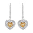 0.32ct Yellow Diamond earrings with 1.10ct diamonds set in 18K two tone gold
