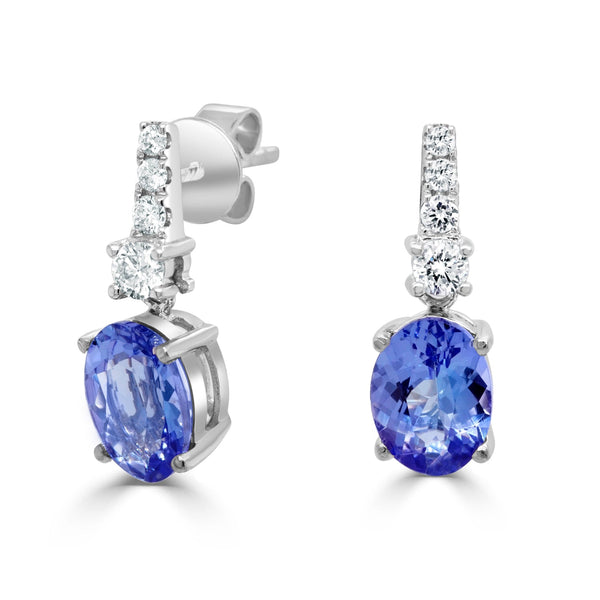 1.98ct Tanzanite Earring with 0.24tct Diamonds set in 14K White Gold