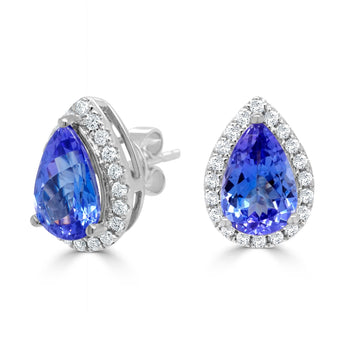 2.58ct Tanzanite Earring with 0.26tct Diamonds set in 14K White Gold