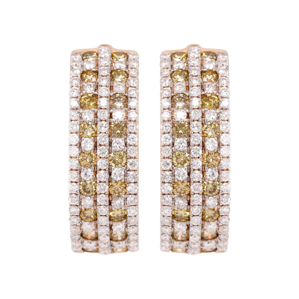 1.10tct Yellow Diamonds Earrings with 1.21tct diamonds set in 14K yellow gold