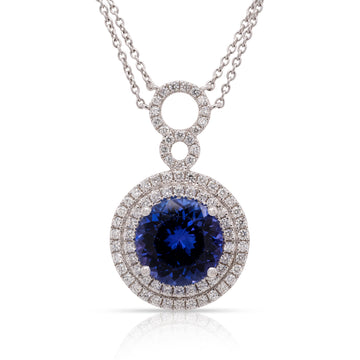 4.01ct Tanzanite pendant with 1.07tct diamonds set in 14K white gold