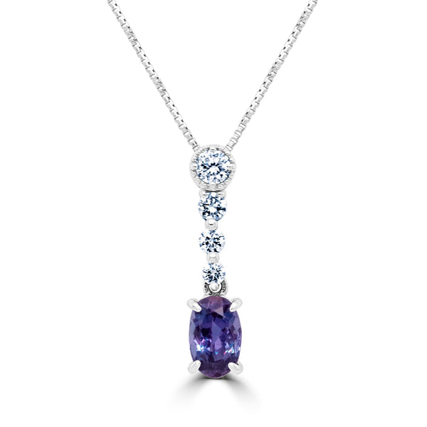 0.59Ct Alexandrite Pendant With 0.13Tct Diamonds Set In 950 Platinum