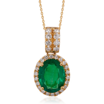 1.94ct Emerald pendant with 0.34ct diamonds set in 14K yellow gold